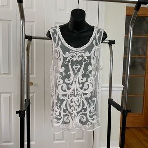 NWT EXPRESS SIZE L.    All Over Embroidery Front and Back. BEIGE COLOR